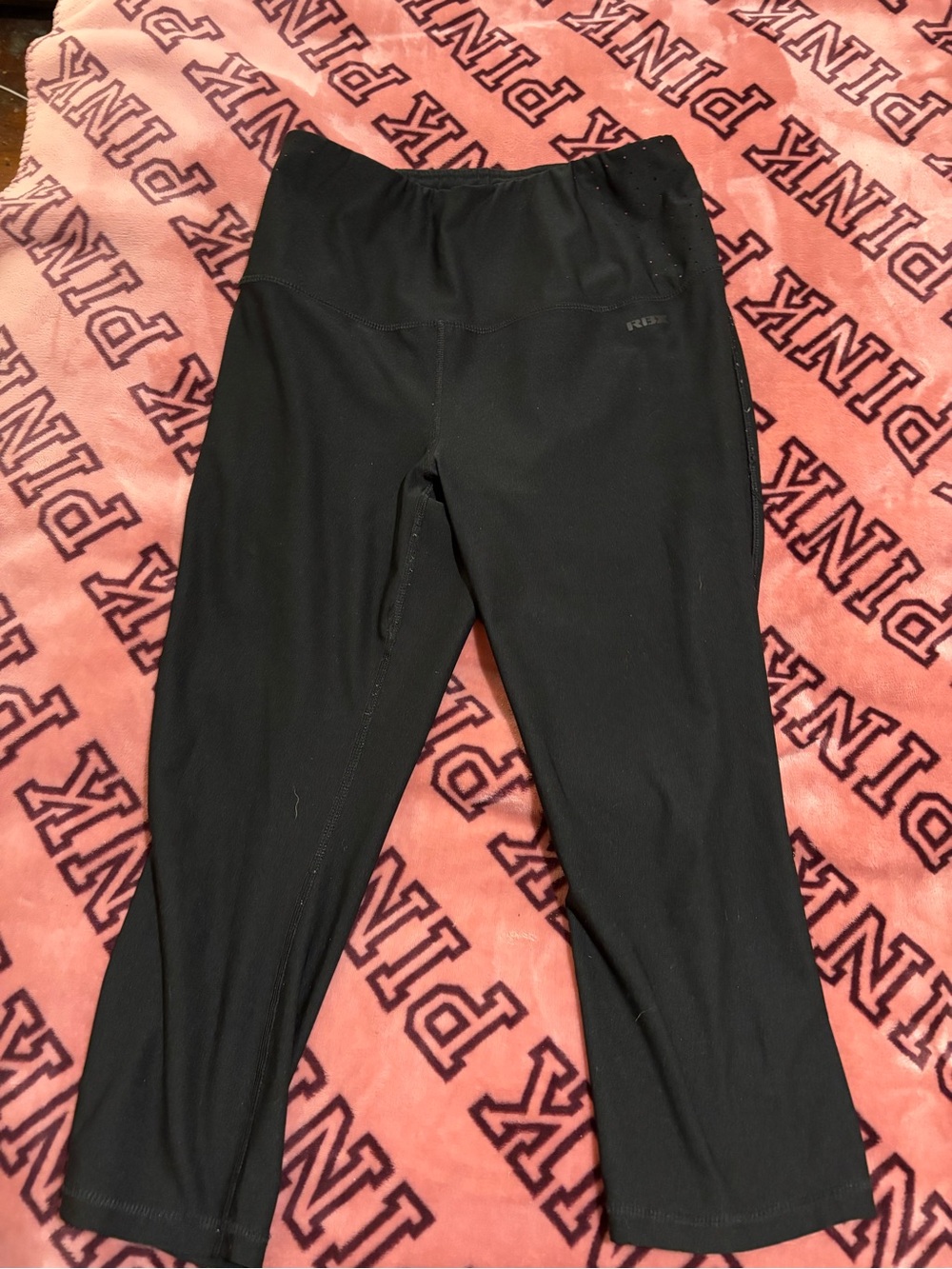 Black Capri Active Leggings - PINK Blanket Background